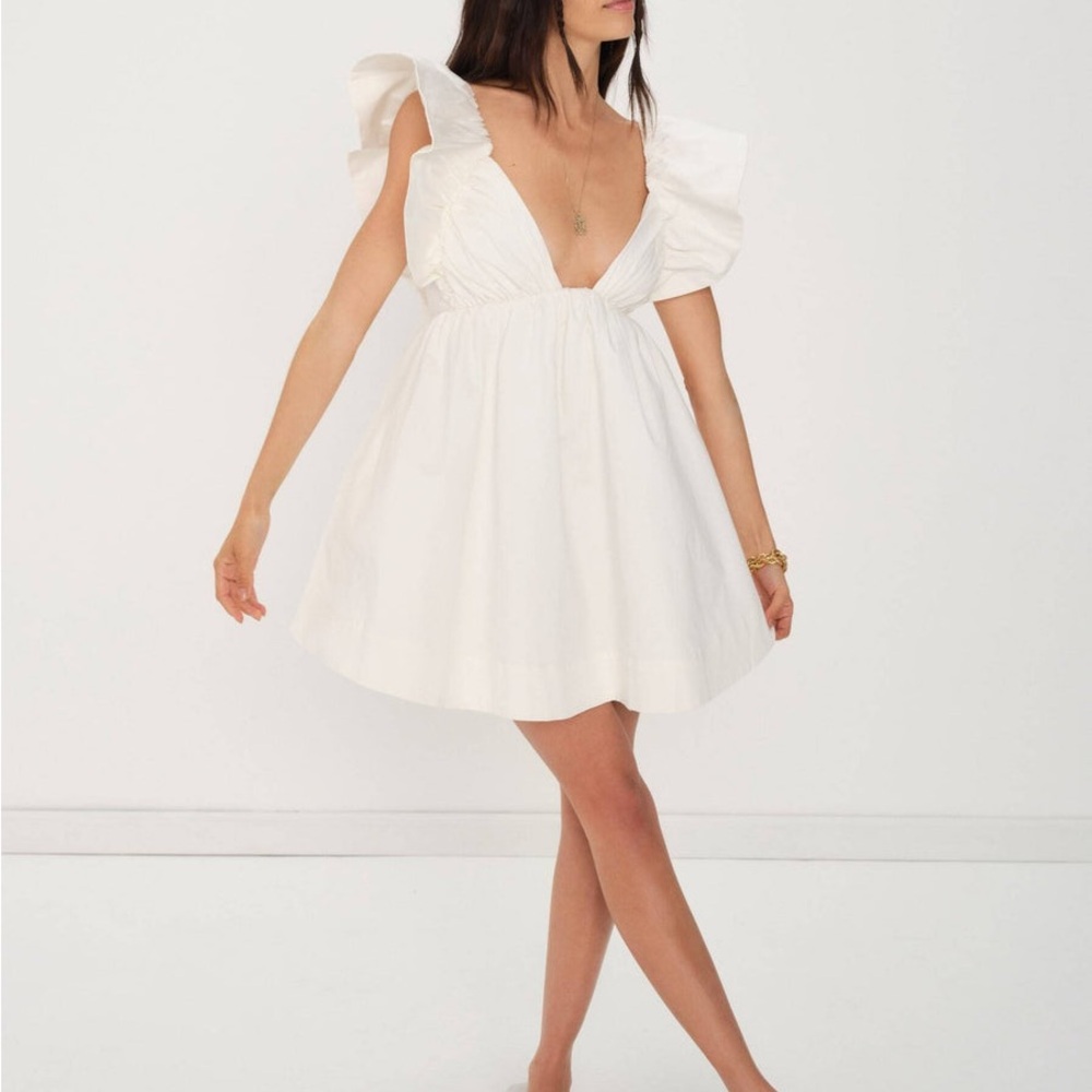For Love And Lemons White Ruffle Mini Dress